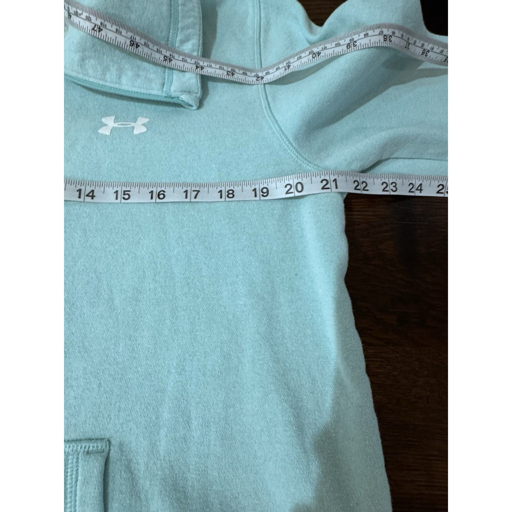 Under Armour Womens Quarter Zip Sweatshirt Fleece Large Mint Green Logo on Back