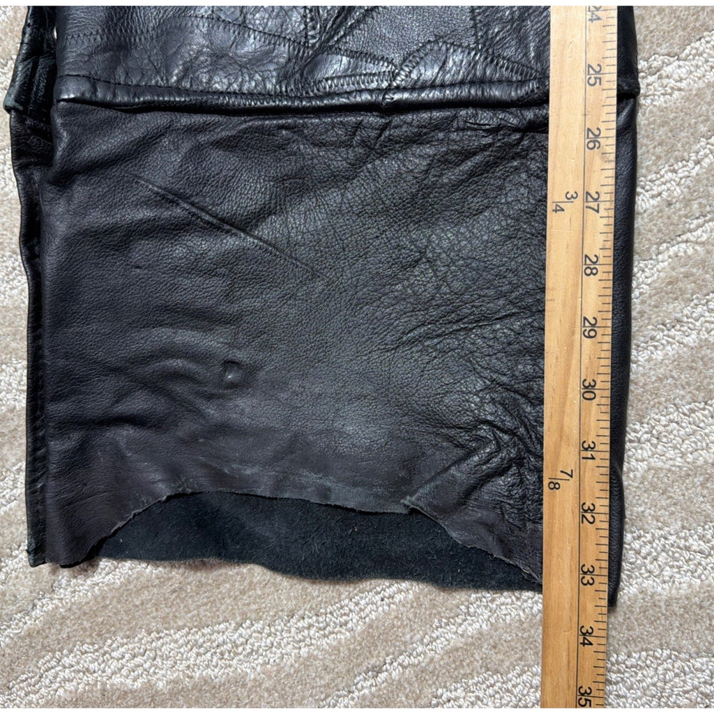 DIAMOND PLATE BUFFALO 100% LEATHER BIKER CHAPS - X LARGE