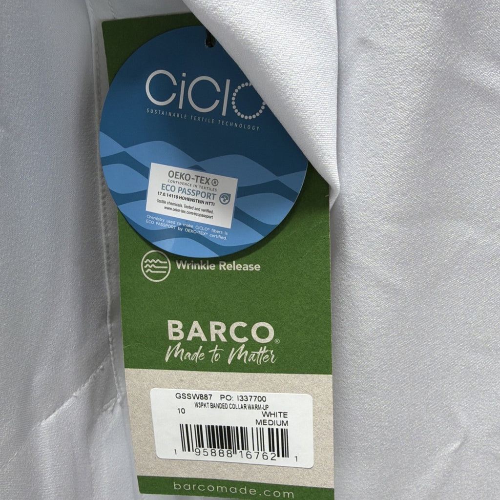 Grays Anatomy Barco Stretch Men’s M Full Zip Warm Up Scrub Jacket White NWT