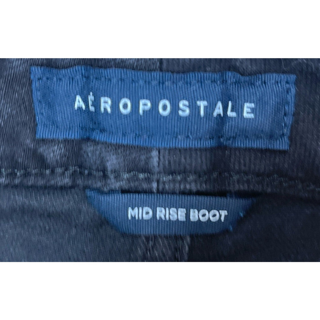 AERO Aeropostale Black Jeans Womens Reg Stretch Mid Rise Boot Cut Size 8 Short