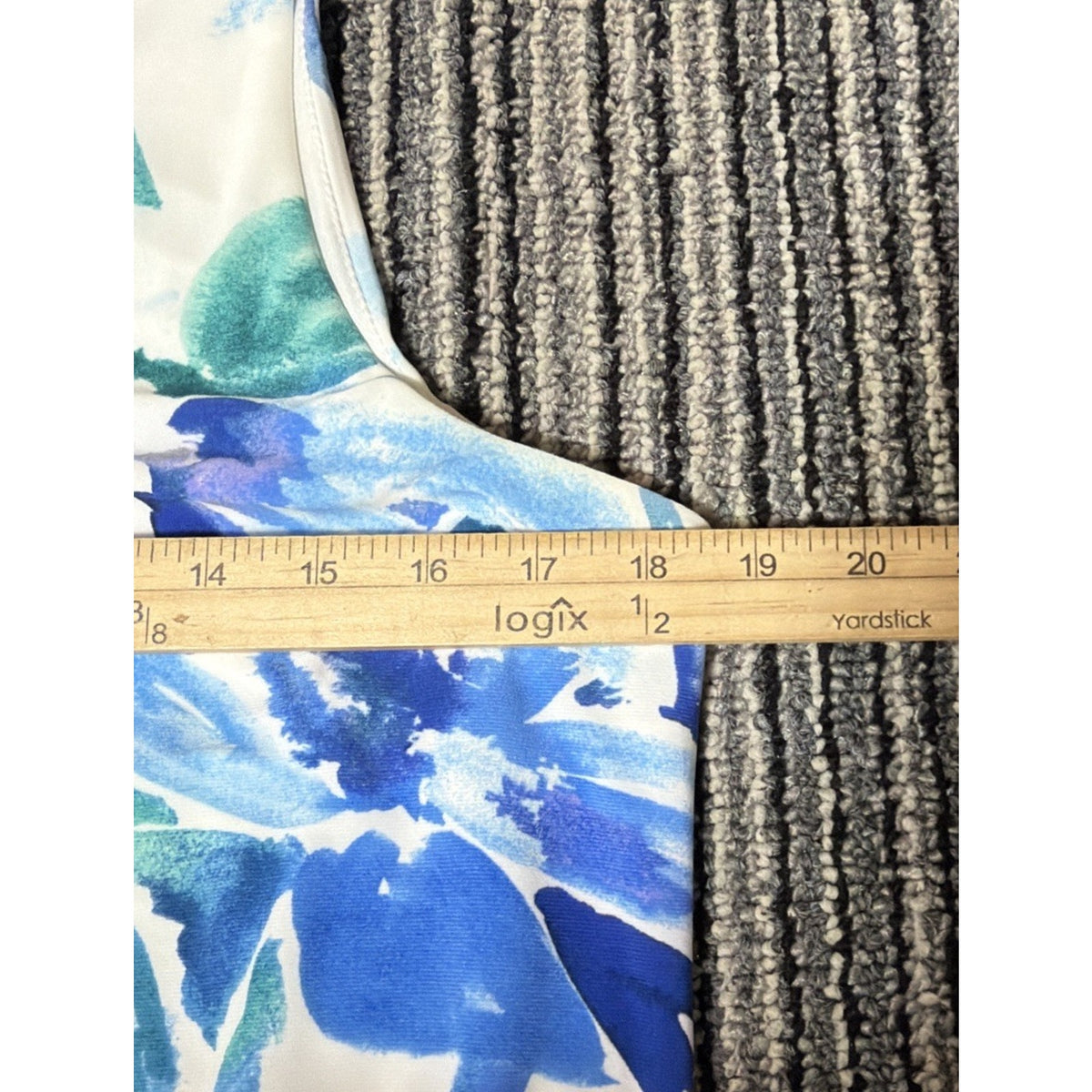 Ann Klein Watercolor Print Dress Sz 8 Blue White Turquoise Sleeveless Sheath