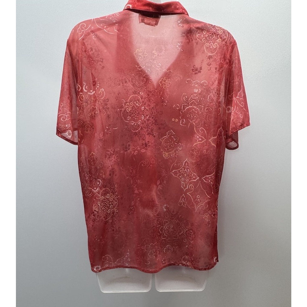 New York City Design Co Women’s Hot Pink Sheer Floral Button Up Size 14/16