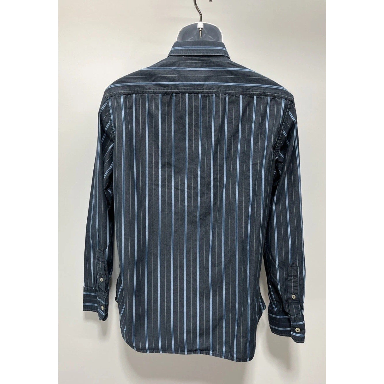 American Eagle Mens Vintage Fit LS Button Up Navy Blue Striped Dress Shirt M
