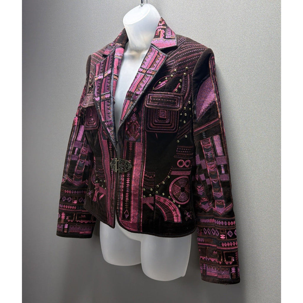 Vtg Peter Nygard Women’s Velvet Embroidered Blazer Victorian whimsigoth Size 8