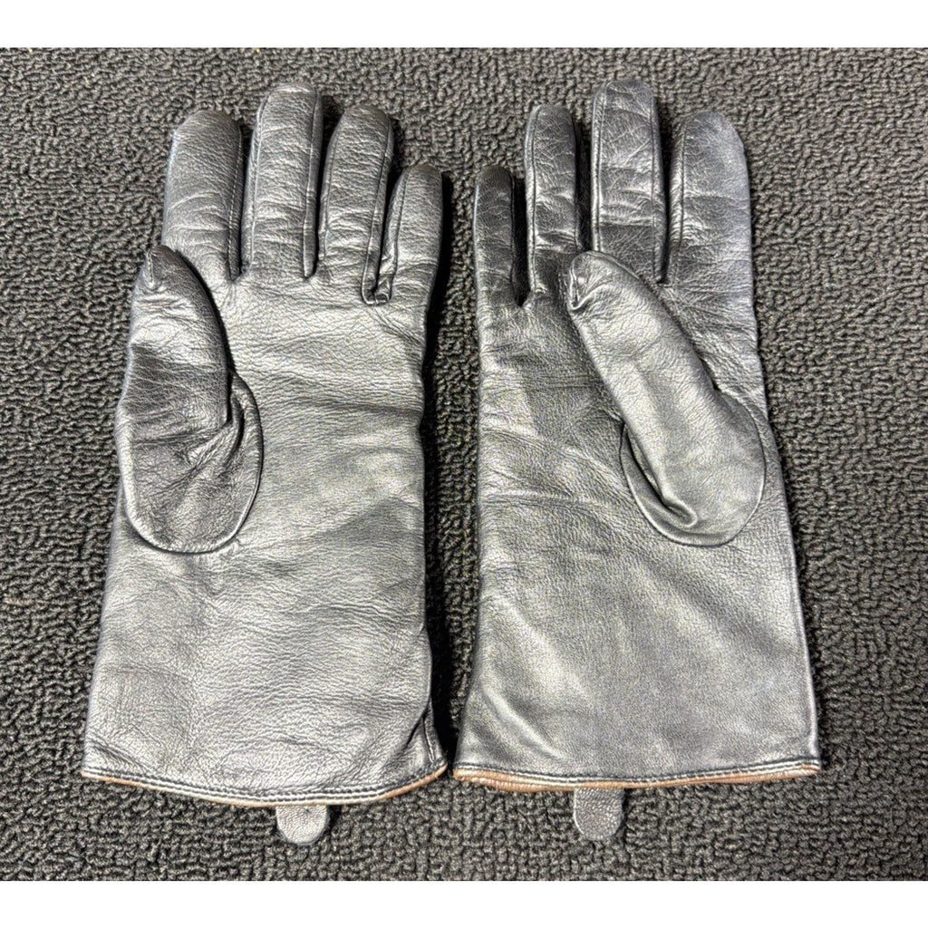 Women's 100% Cashmere Lined 100% Leather 4 Button Gloves Women's Black Large