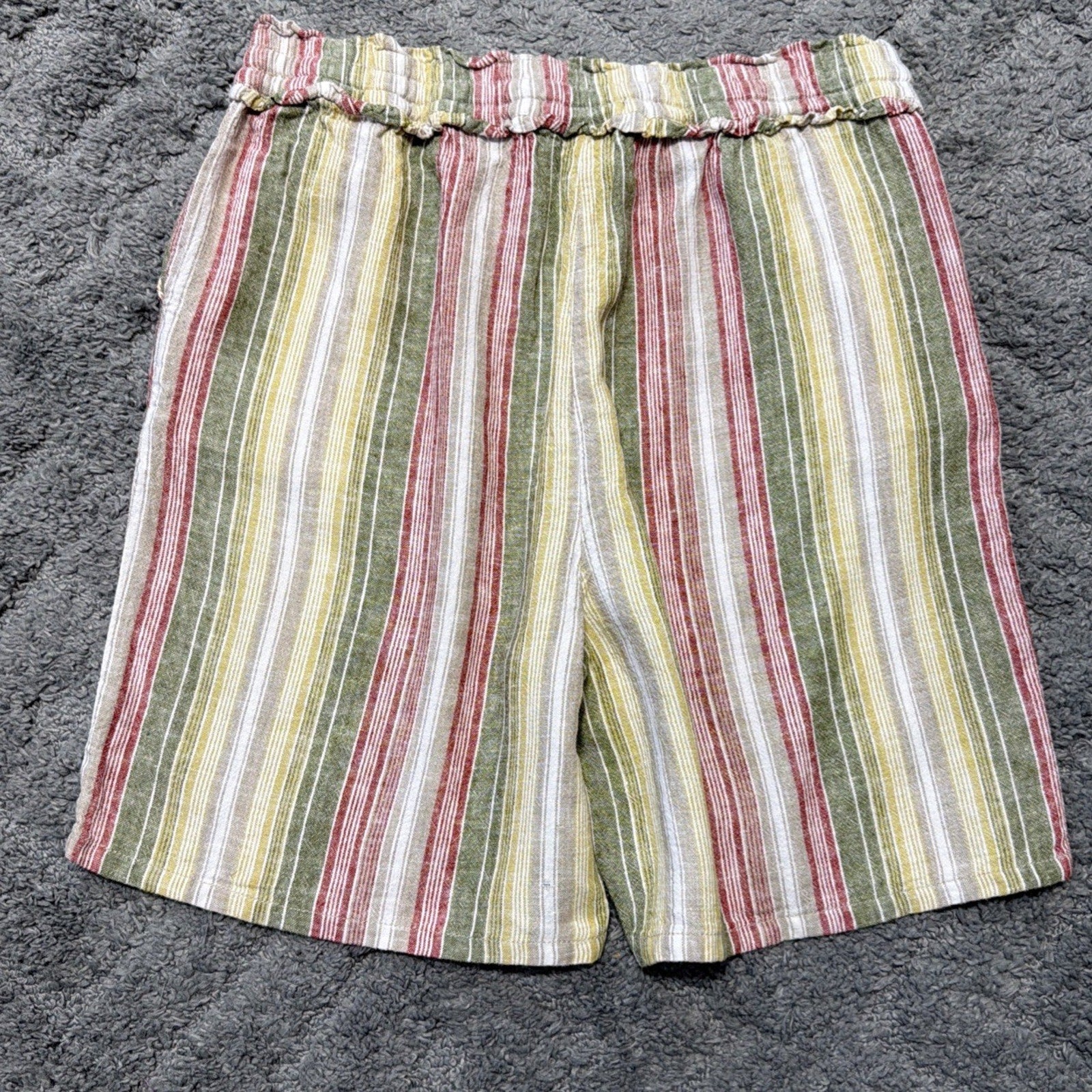 Definitions By D Jeans Shorts Striped Multicolor Front Tie Linen Blend Pockets M
