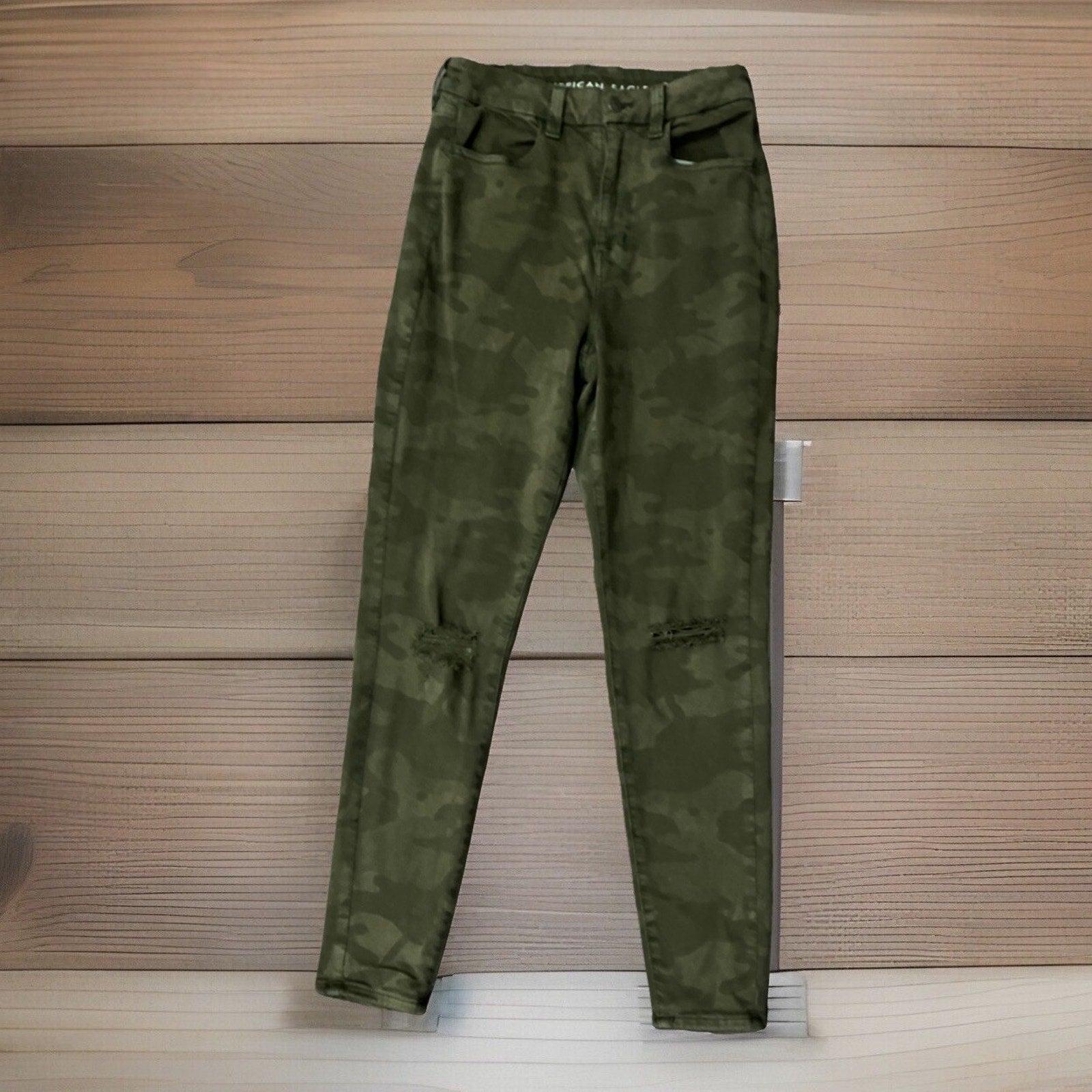 American Eagle Jeans Women's 6 Camo Curvy Super High Rise Jeggings Stretch 28x28