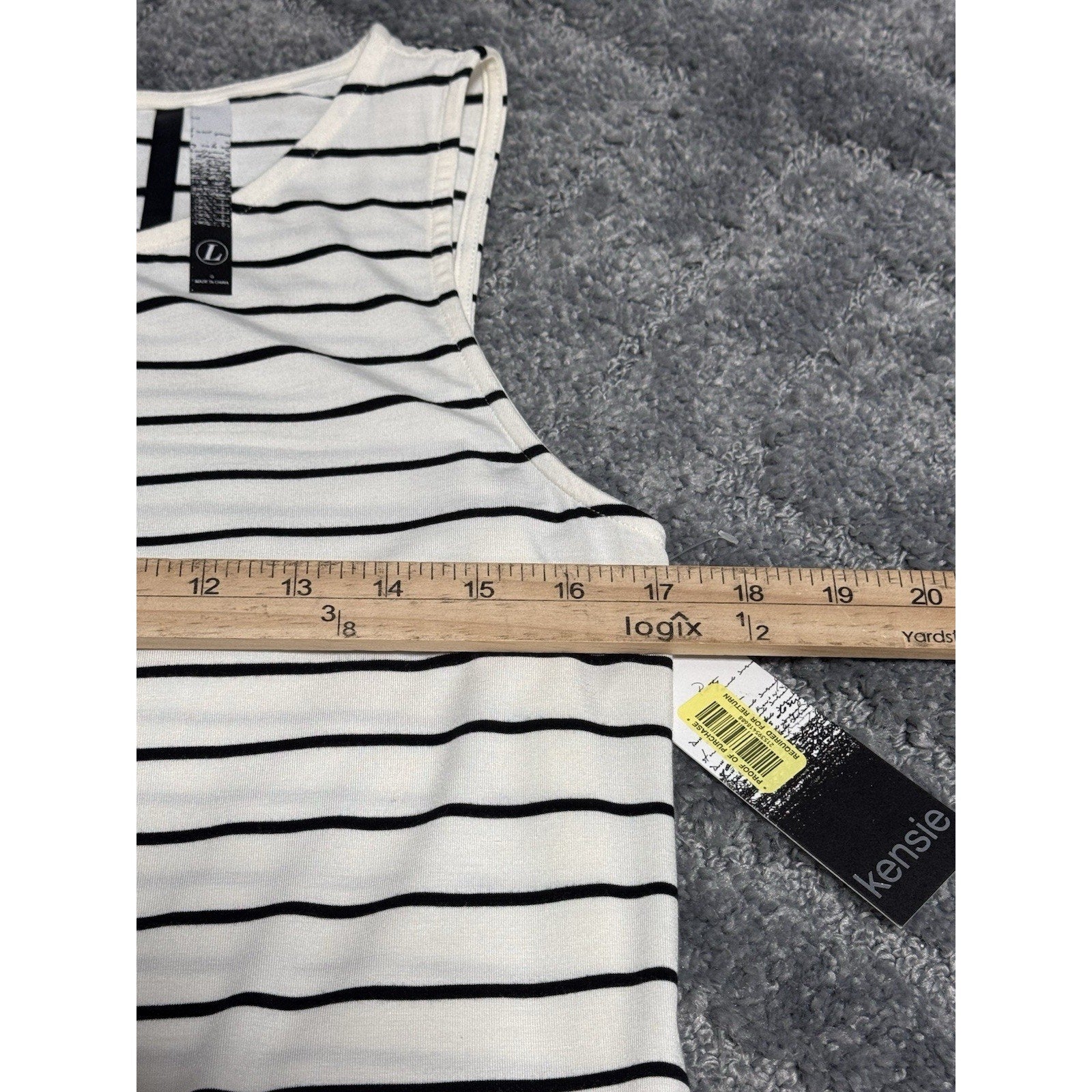 Kensie Women's Dress Striped White/Black Sleeveless Size Large New