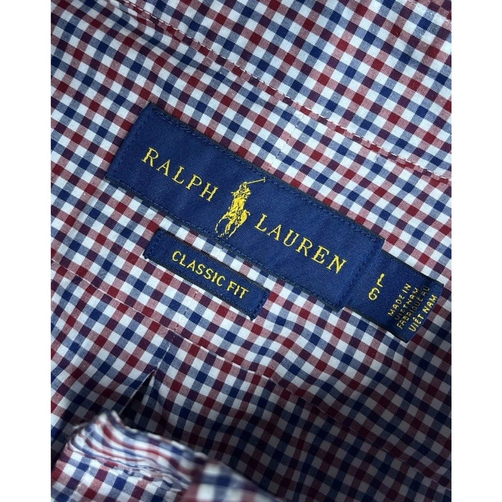 Ralph Lauren Red White And Blue Check Classic Fit Button Long Sleeve Shirt L