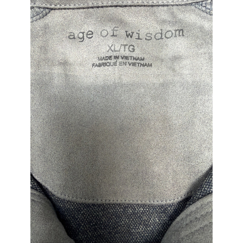 Age of Wisdom Men's Blue/Gray Sweater 1/4 Button Pullover Sz XL Preppy Casual