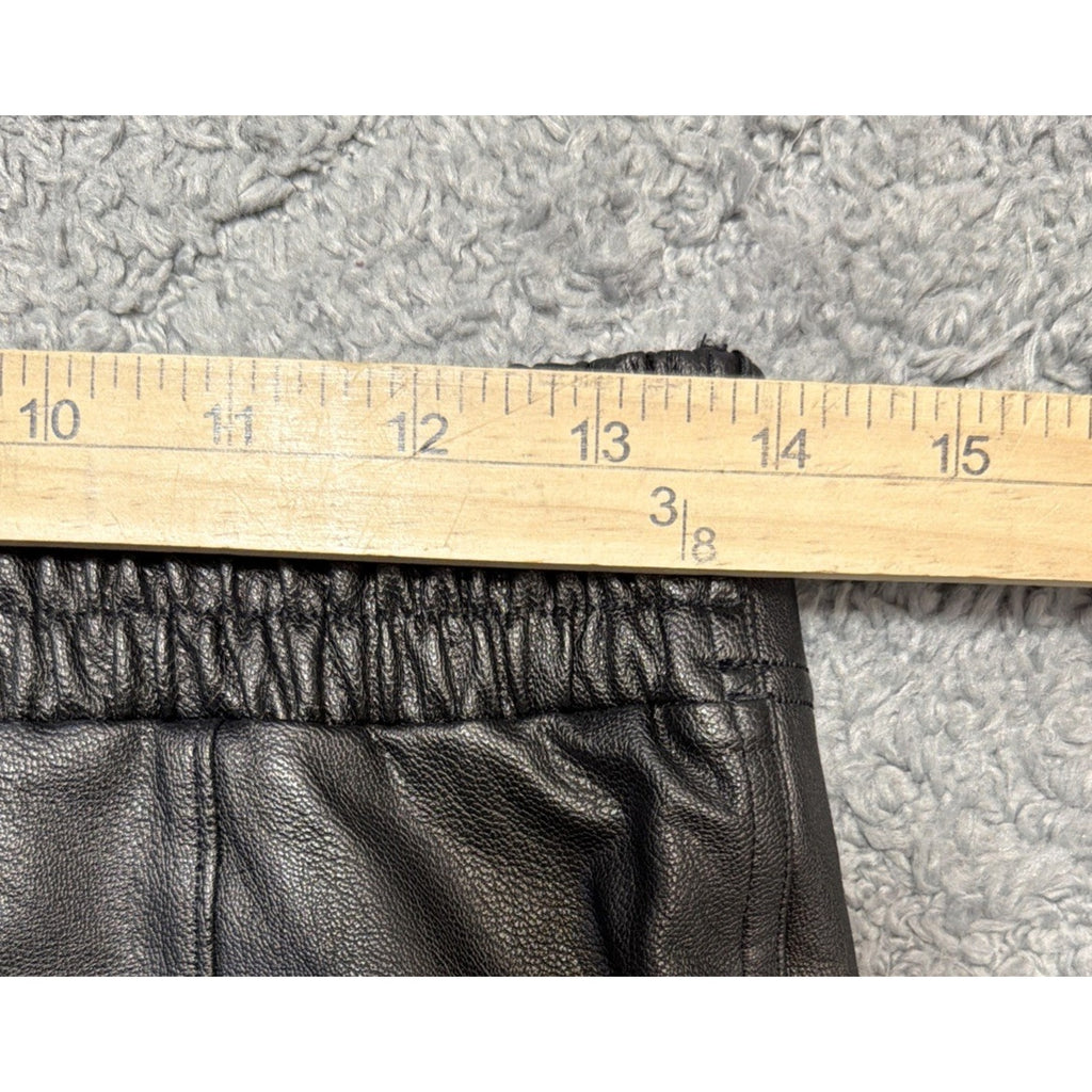 Spanx Womens Size M Faux Leather Joggers Pants Black Noir Cuffed