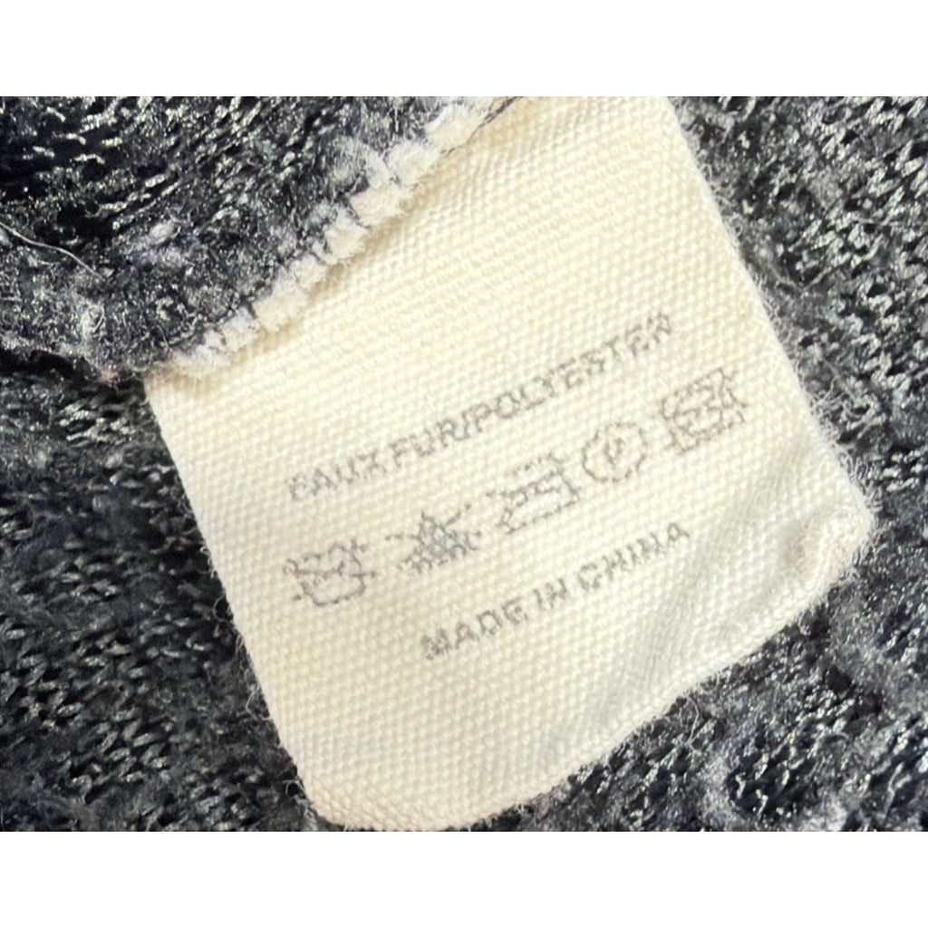 Katydid Black Grey Oversized Thick Sherpa Fleece Jacket 1/4 Zip Pullover Small