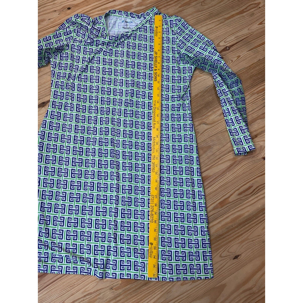 IBKUL $136 Stretch Geo Print Mesh Sleeve Athletic Casual Dress Size XL