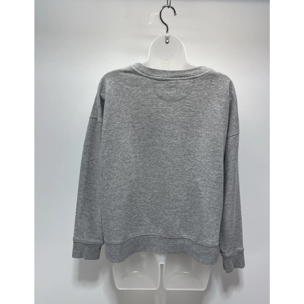 Calvin Klein Womens Heathered Gray Cropped Sweatshirt Size Medium Logo Pullover