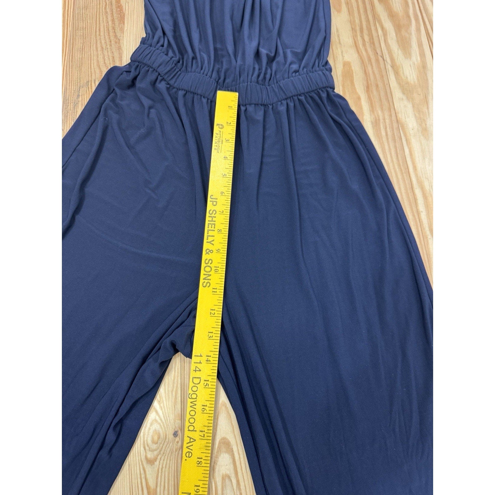Emma Michele Jumpsuit Size S Black Straps Metal Bling Elastic Waist