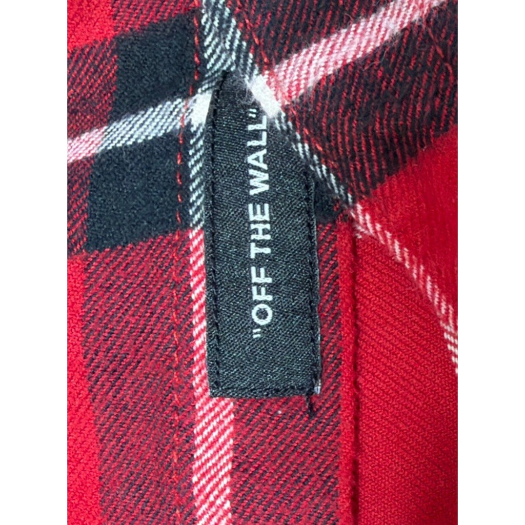 VAns Off The Wall Classic Fit Flannel Shirt Mens XL Red White Plaid Long Sleeve