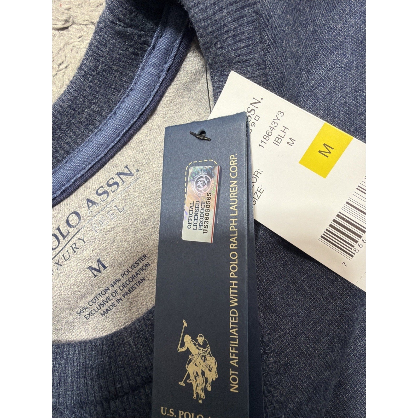 U.S. Polo Assn. | Classic Heather Navy Logo Soft Fleece Pullover Men Size M New