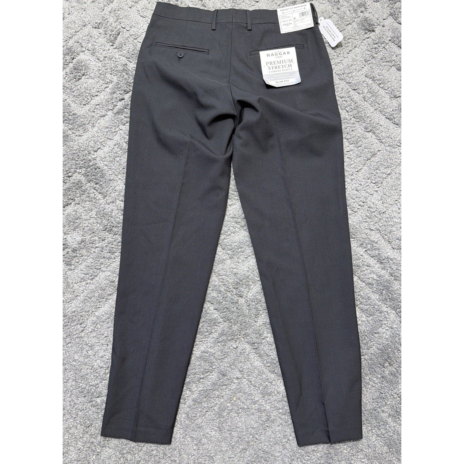 New Haggar H26 Dress Pant Mens 32W 32L Black Stretch Slim Fit Wrinkle Free