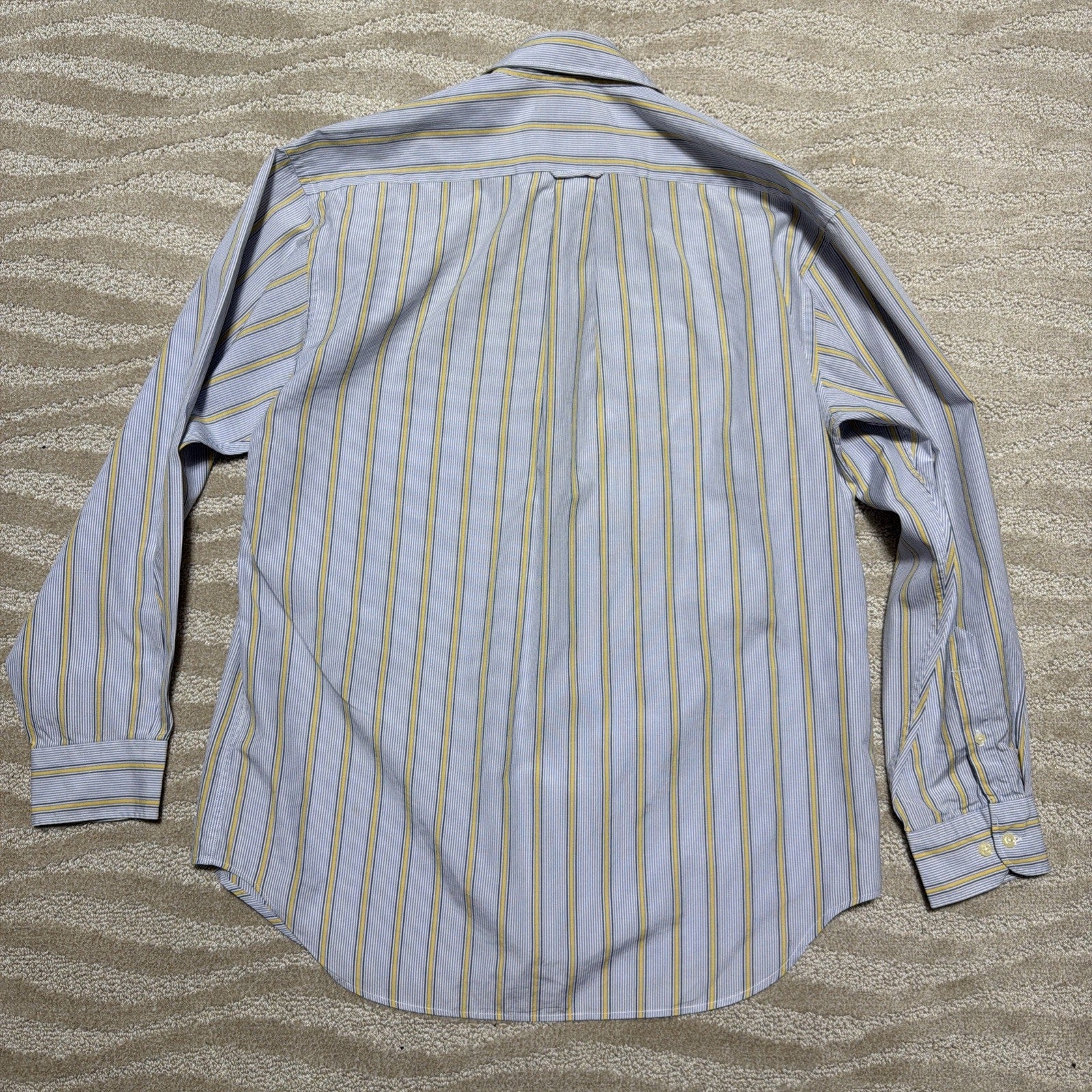 Vintage 90s Banana Republic Button Down Shirt Mens Medium Blue Yellow Stripe