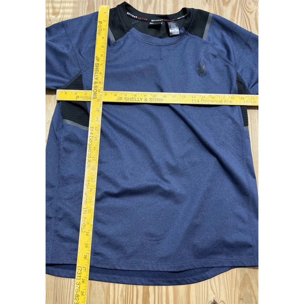 Spyder Active Shirt Men's Medium Black Blue ProWeb Activewear Long Sleeve