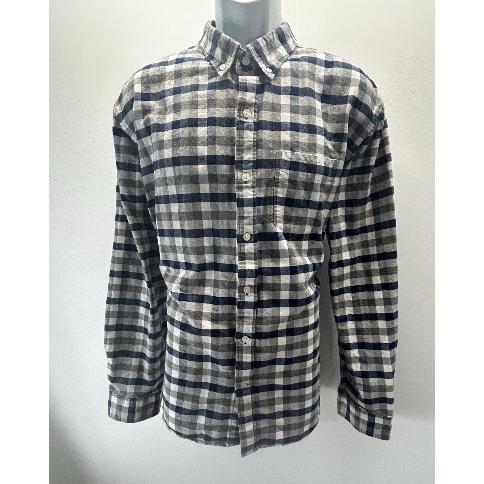 Old Navy Men’s Navy - Gray Plaid Slim Fit The Classic Shirt Size XXL .