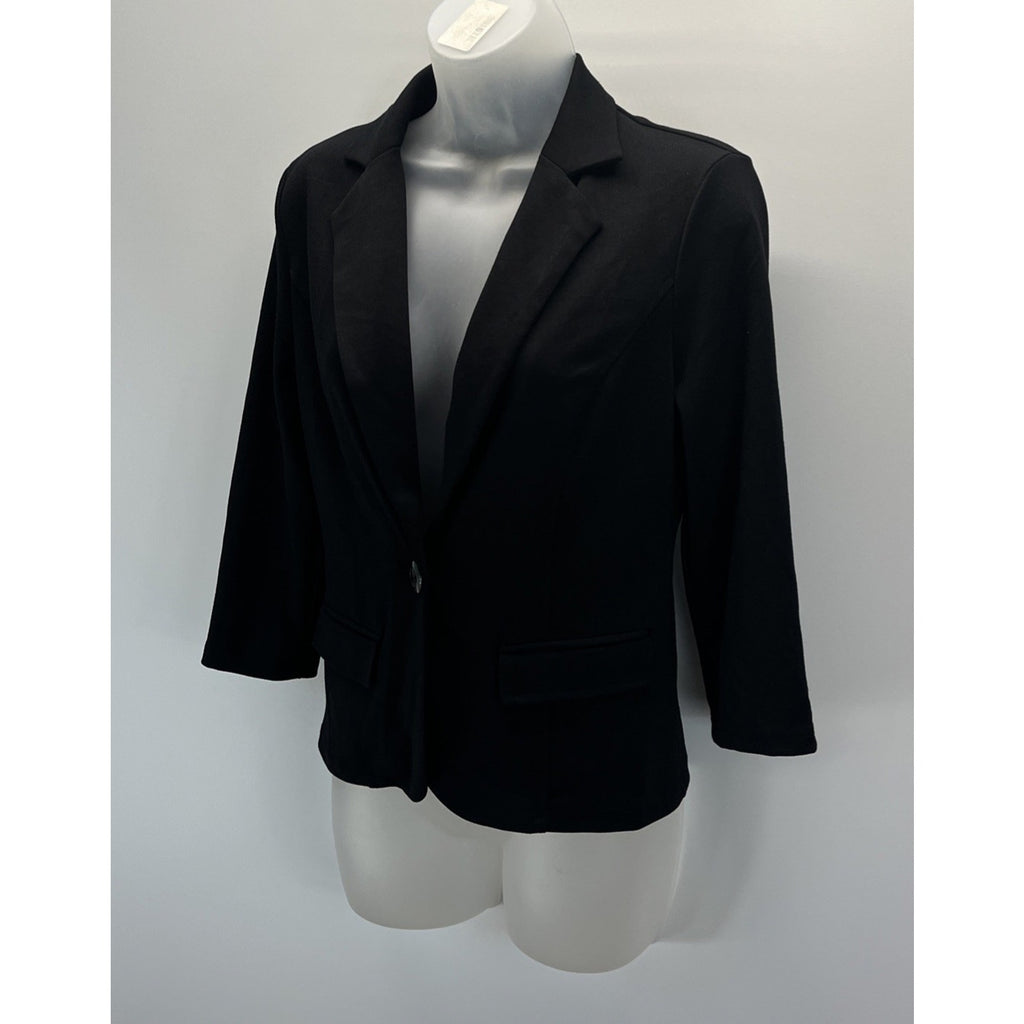 NWT Spense Womens Size S Black Fabric 3/4 Length Sleeves Jacket Blazer Style