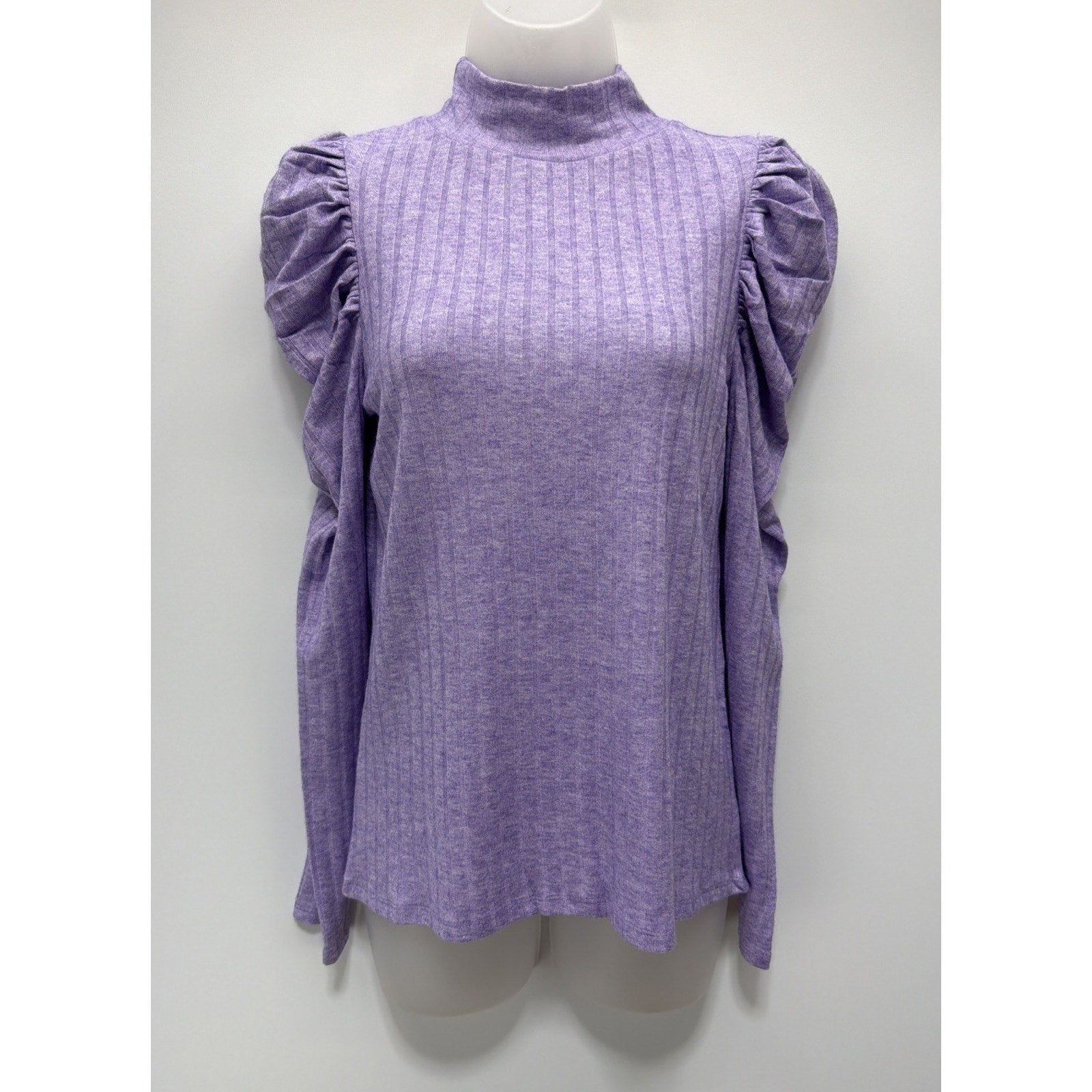 Zenana Raised Rib Puff Sleeve Top Size Small New