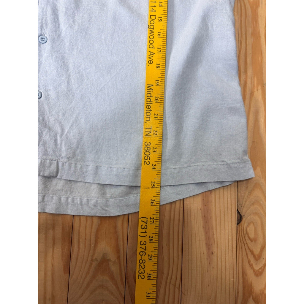 COOFANDY MEN'S BLUE SIZE XL CASUAL SHORT SLEEVE LINEN BLEND BEACH SHIRT