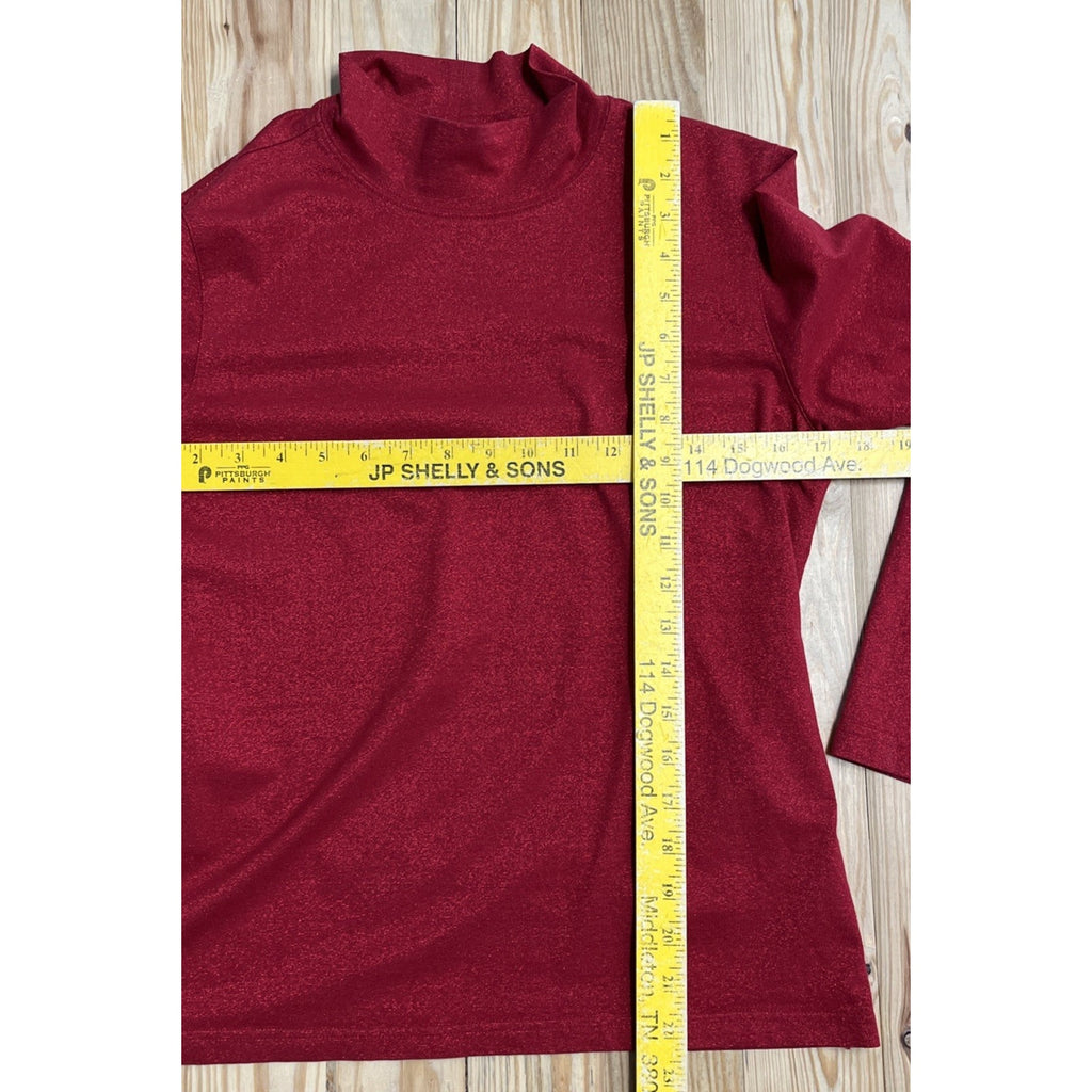 Talbots Women's Red Metallic Pullover Mock Turtleneck Sweater Size Petite Small