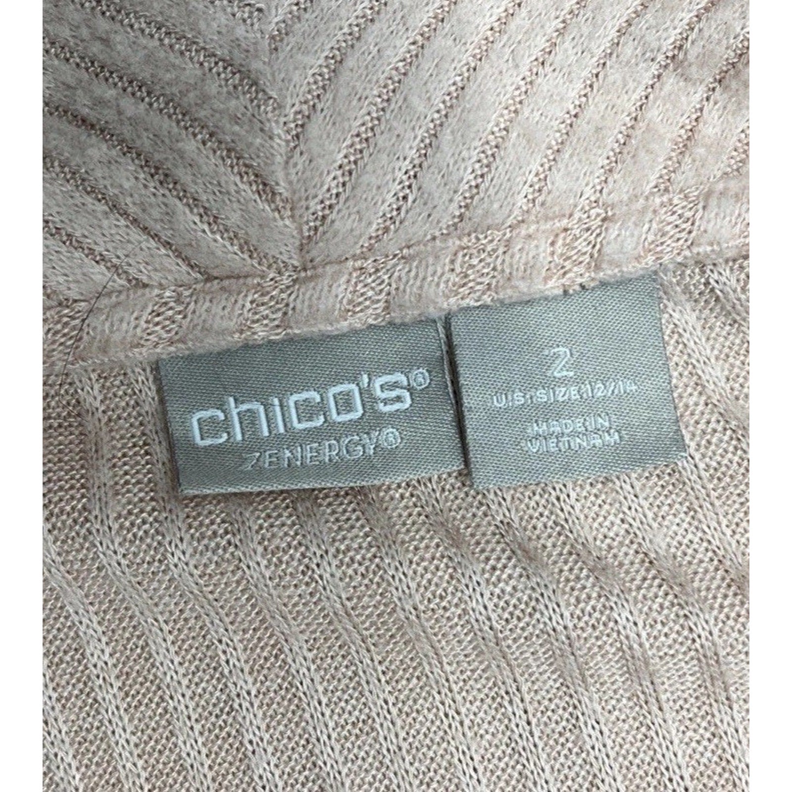 Zenergy By Chico's Womens Pink Turtle Neck Cable Knit Details Sweater Size 2