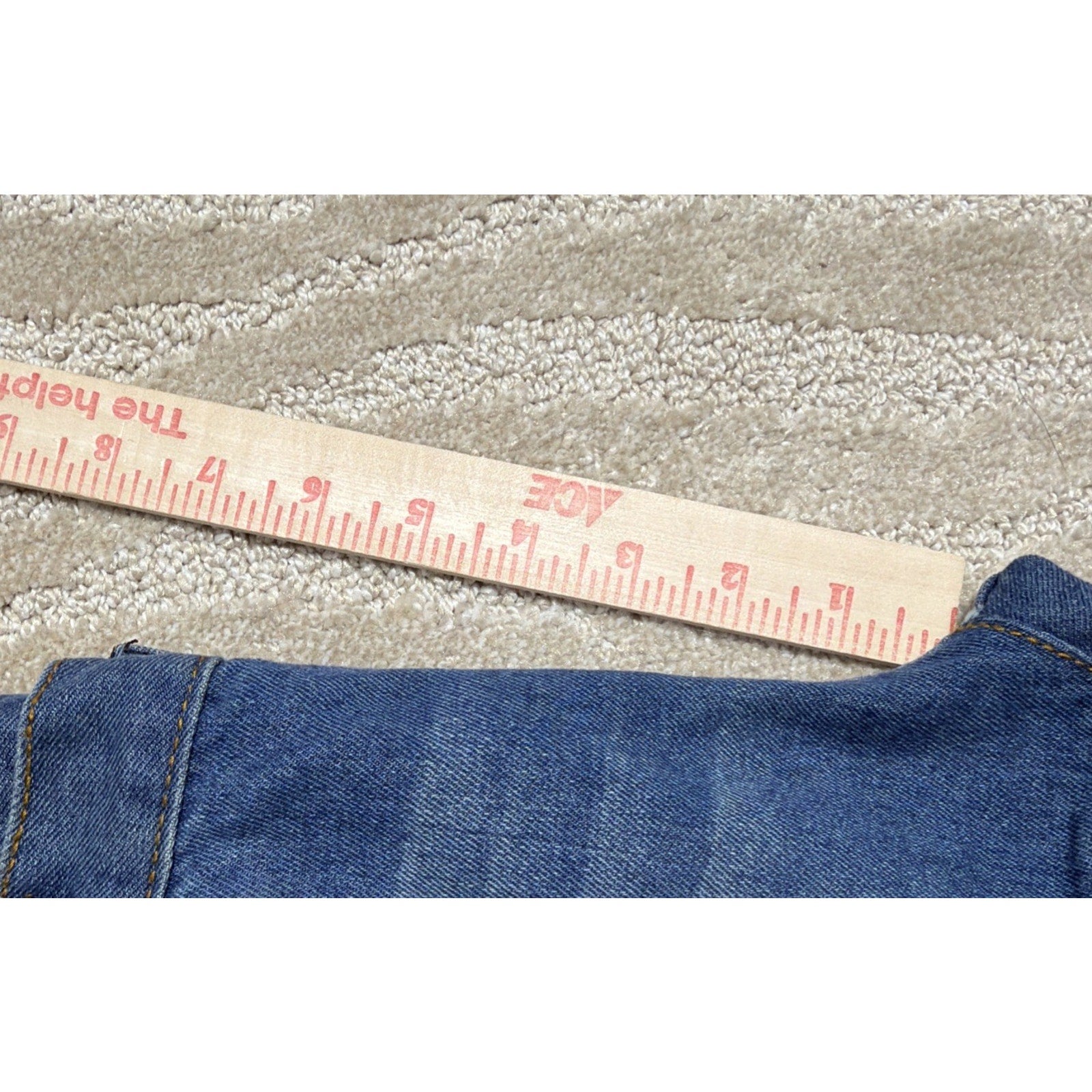 Womens Distressed Denim Short Women Sz L Blue Cut-Off American Flag Pockets NWT