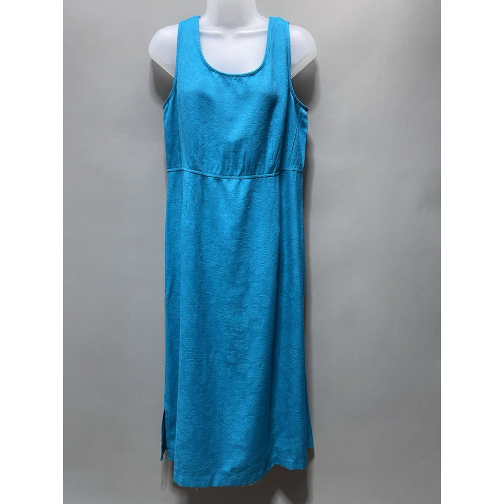 Karin Stevens Teal Maxi Dress Set Womens 14 Regular Vtg Padded Shoulders