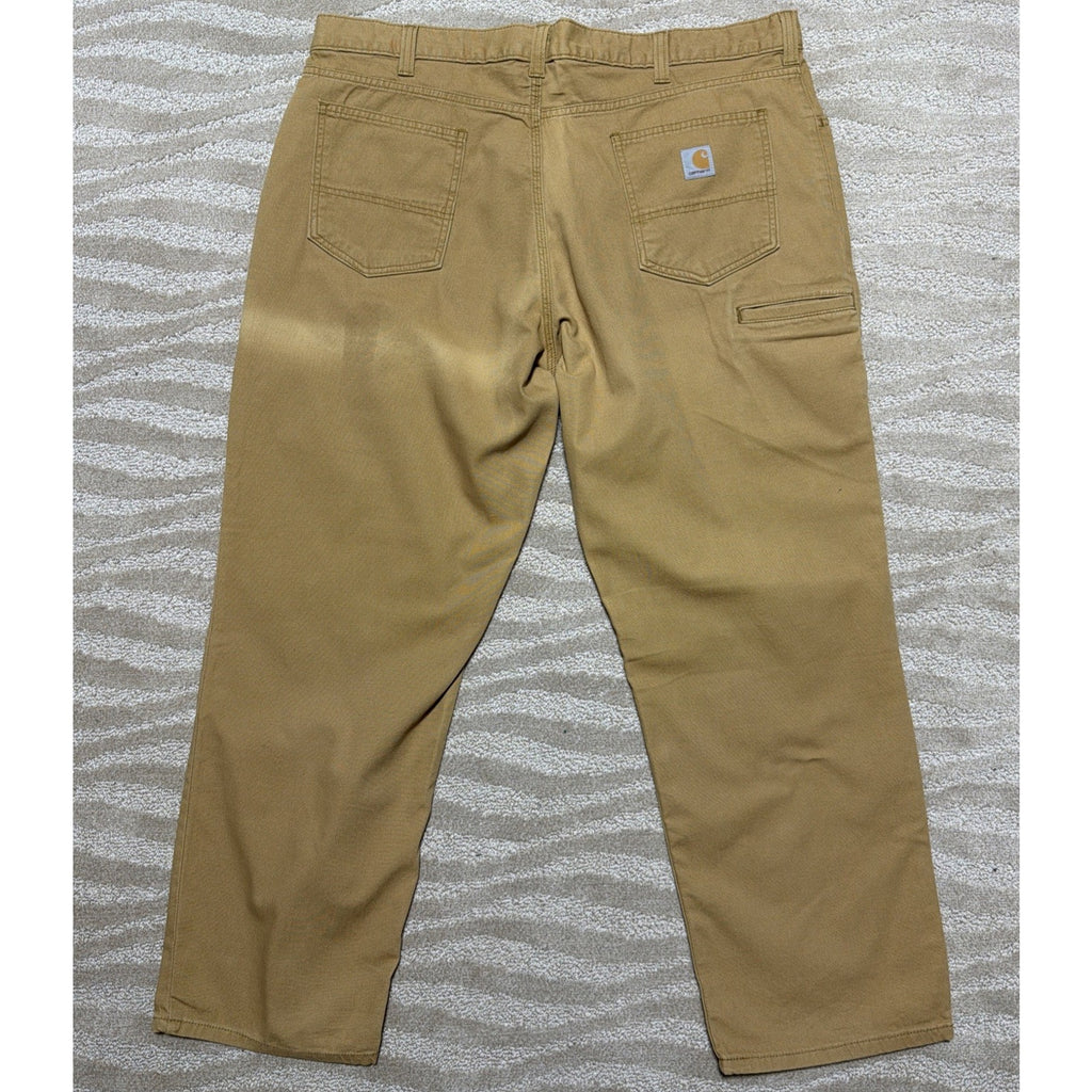 Carhartt Men's Rugged Flex Relaxed Fit Brown Canvas Work Pants Size 42 x 30