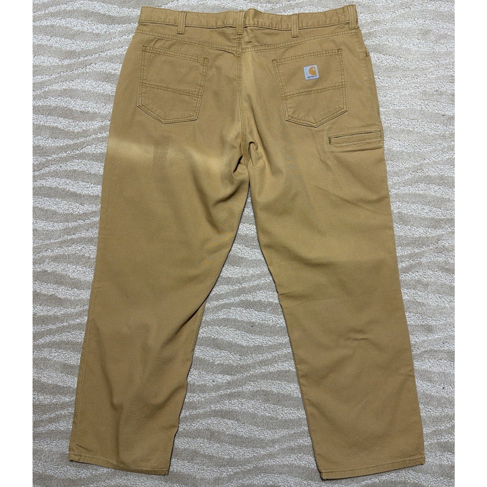 Carhartt Men's Rugged Flex Relaxed Fit Brown Canvas Work Pants Size 42 x 30