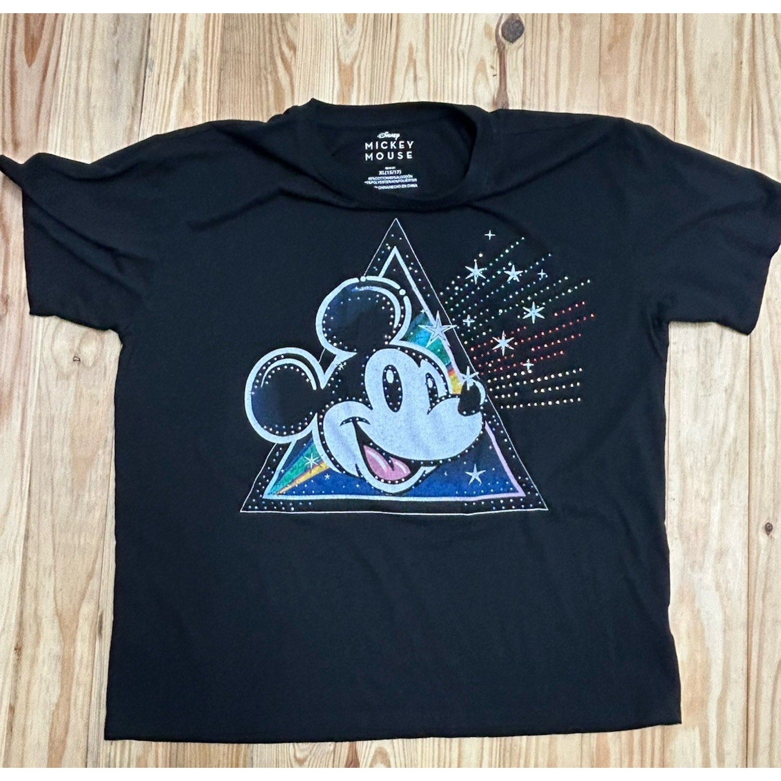 Mickey Mouse Rhinestone T-shirt Disney XL (15/17) Black.