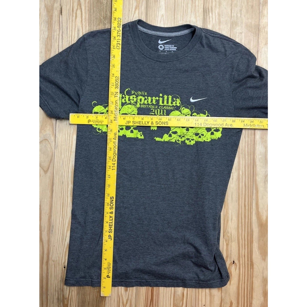 NIKE RUN THROUGH IT Graphic Skull Print Nike Sign SHIRT M Grey 2011
