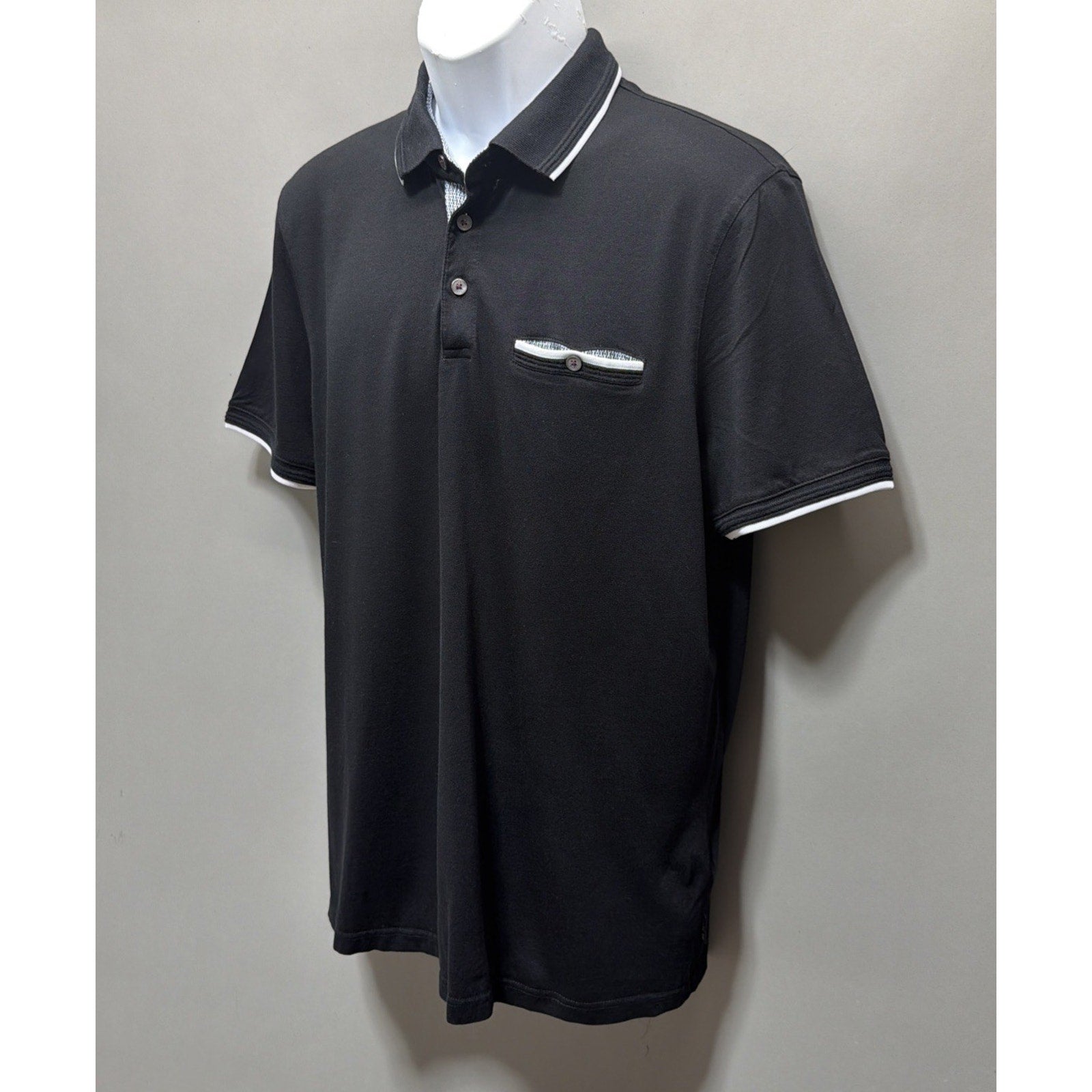 Ted Baker London Derry Pocket Modern Short Sleeve Polo Shirt - Black - Mens 6