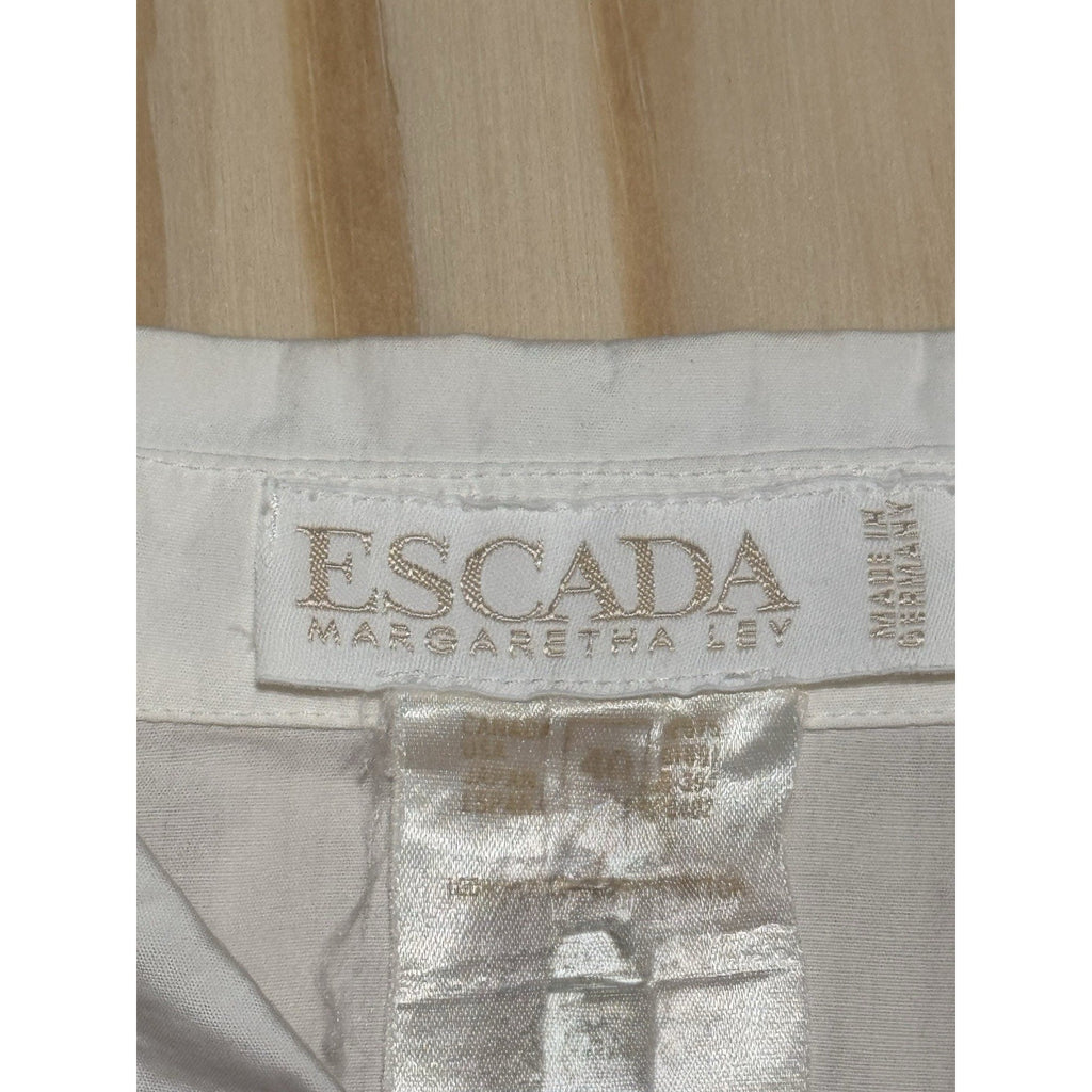 Vintage ESCADA Margaretha Ley White Embroidered Animal Blouse Gold Buttons Sz 40