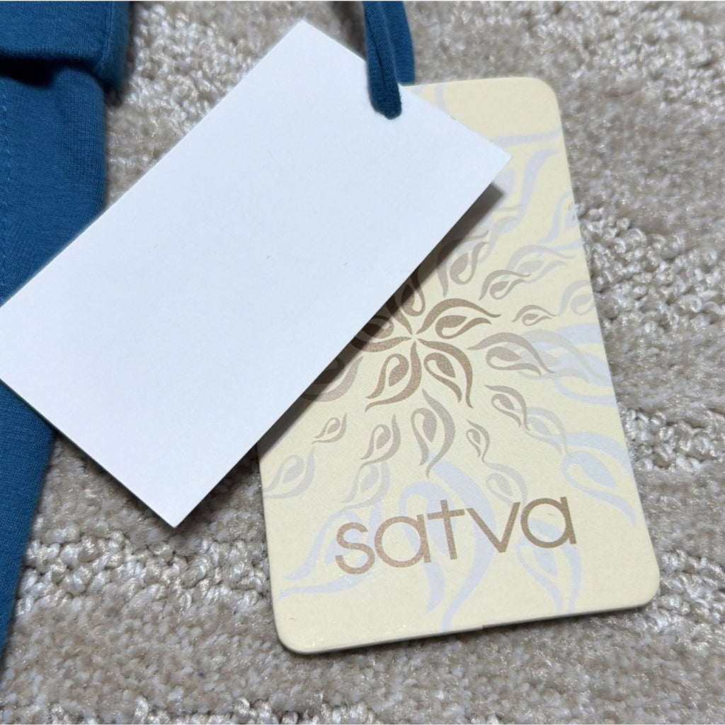 Satva High Rise Yoga Pants Women's L Blue Athletic Wear Stretch NWT Organic Cott