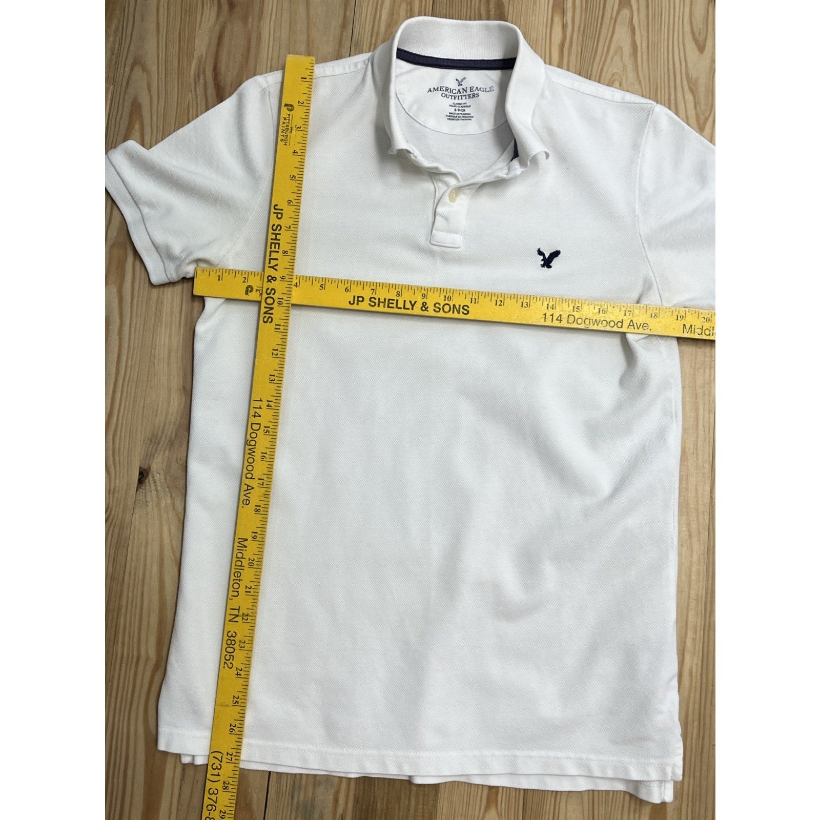American Eagle Outfitters Classic fit short sleeve Eagle Polo white S men