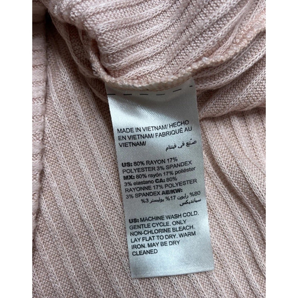 Zenergy By Chico's Womens Pink Turtle Neck Cable Knit Details Sweater Size 2