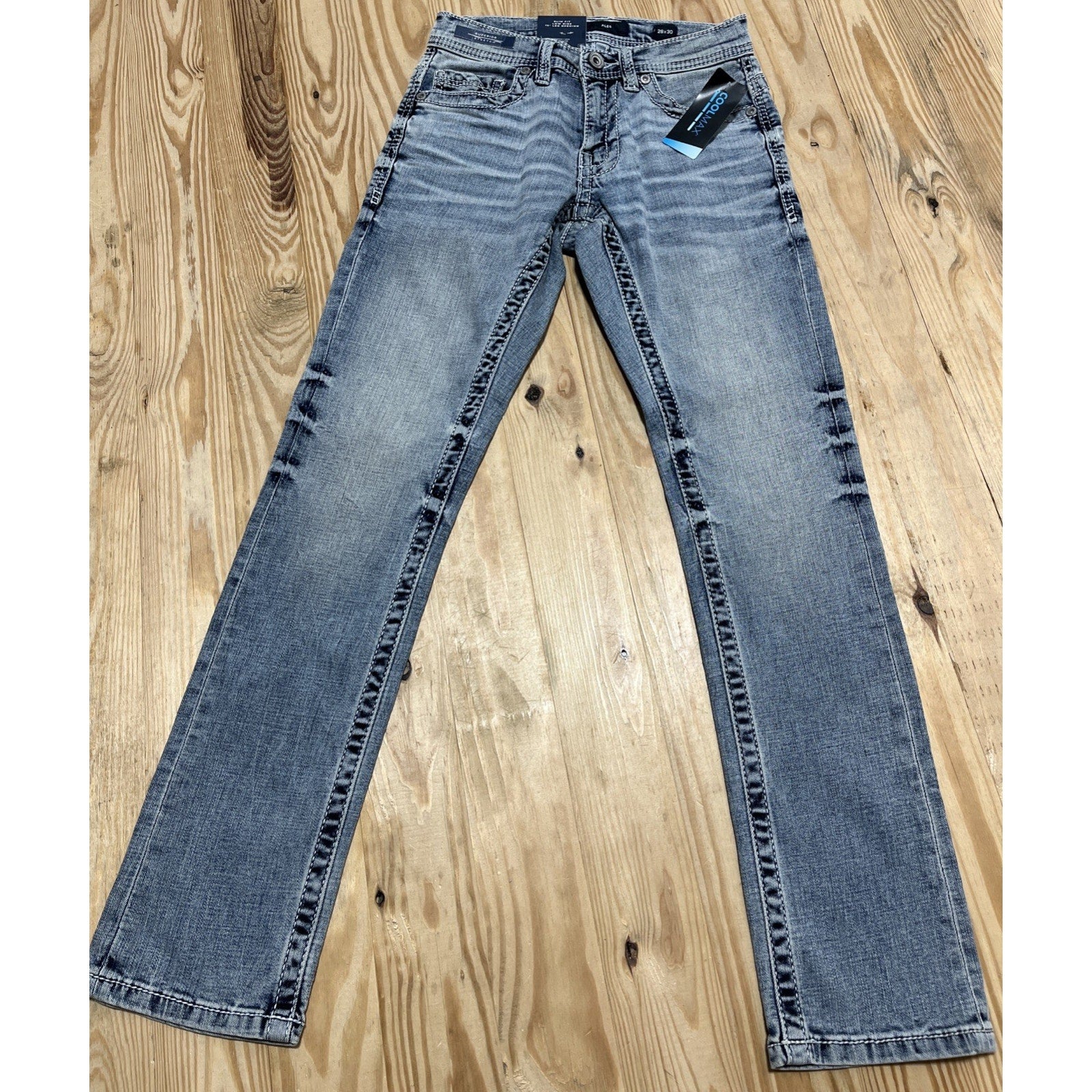 Buckle BKE Women's 26x30 Blue Stretch Blend Alec Low Rise Slim Straight Leg NWT