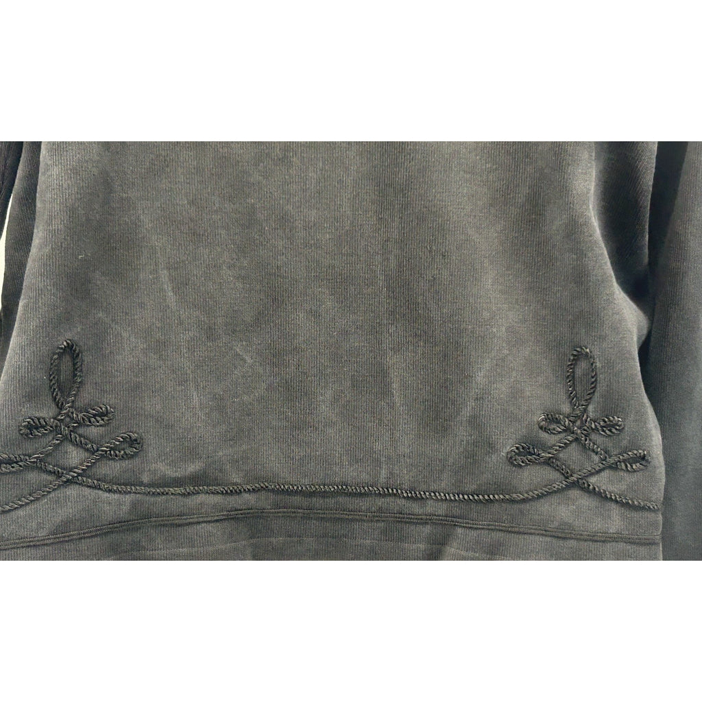 Women's TALBOTS Black 78% Silk Embroidered Long Sleeve Blouse Size Large.