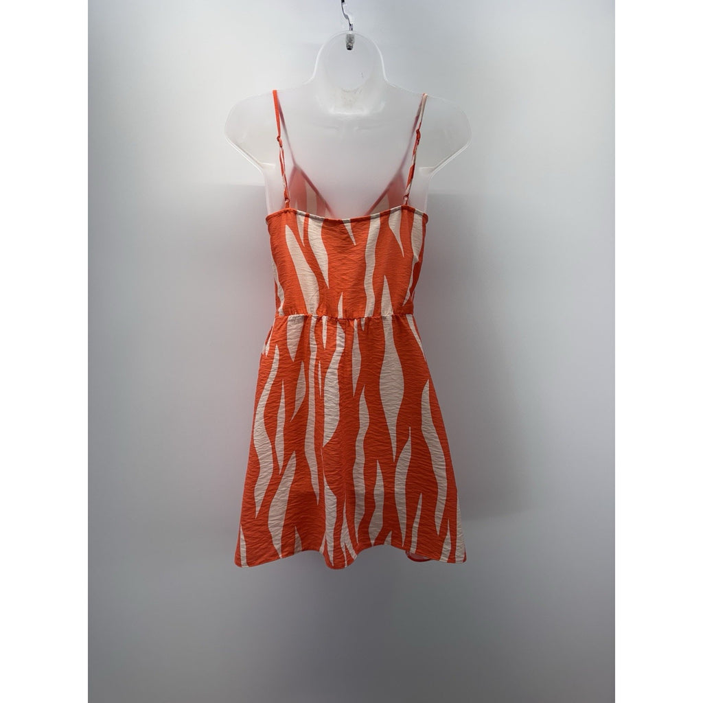 H&M Orange White Wrap Dress Spaghetti Straps Tank Women’s Size X-Small