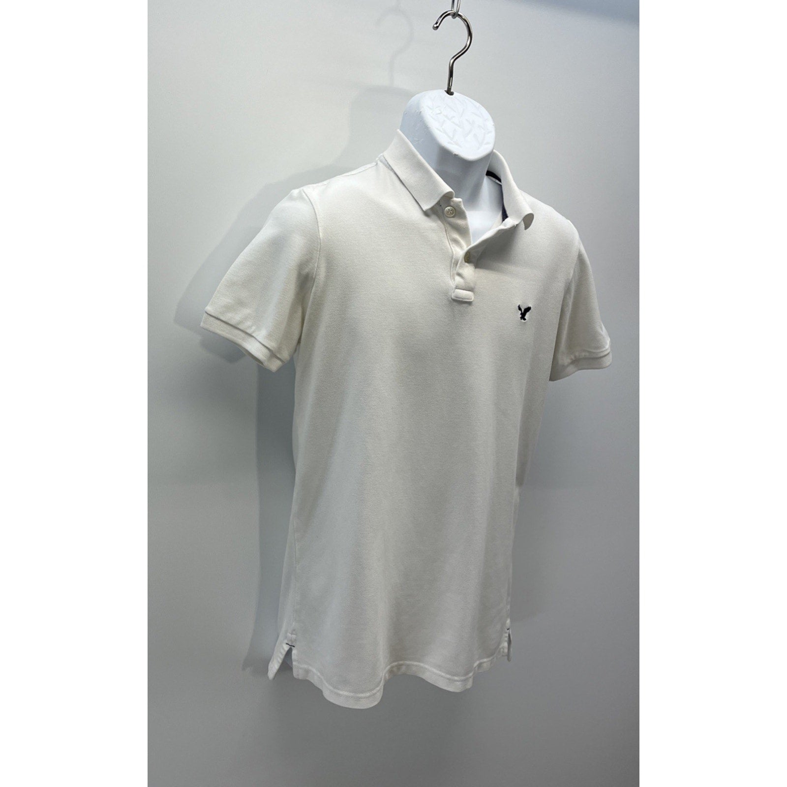 American Eagle Outfitters Classic fit short sleeve Eagle Polo white S men
