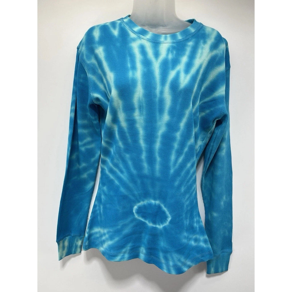 Great Smoky Mountains Womens XL Tye DYe Long Sleeve Tshirt Top Blue
