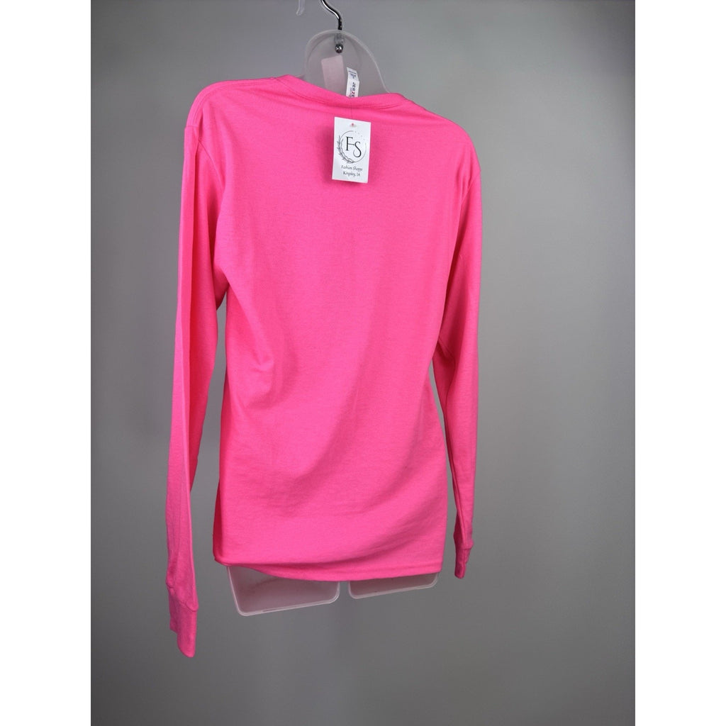 Women's Merry Long Sleeve Pink Graphic T-Shirt - Small Dri-Power