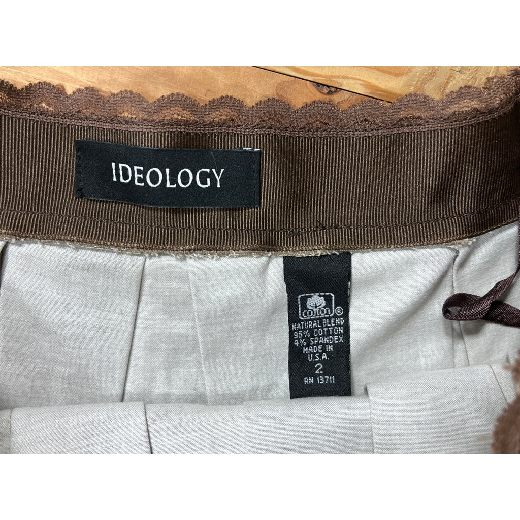 Ideology Brown Midi A-Line Skirt Women's Size 2 Made In USA