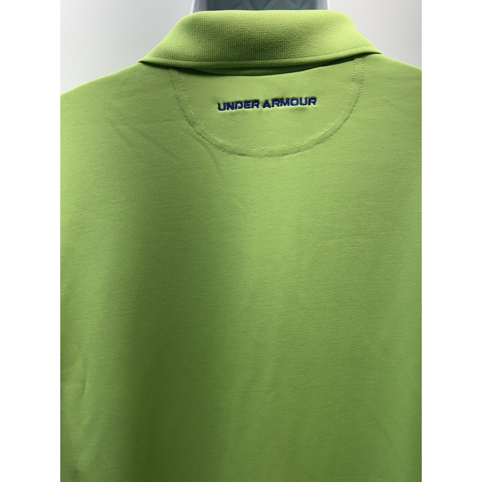 Under Armour Polo Shirt Loose Green Blue Lettering Heat Gear Fish Golf Men’s XL