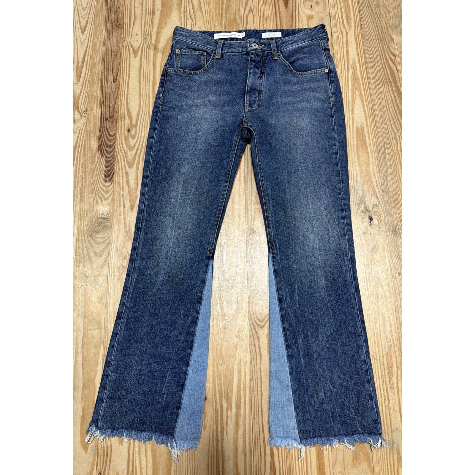 Anthropologie Jeans 27 Womens Pilcro Two Toned Crop Flare Leg Measure 31x28